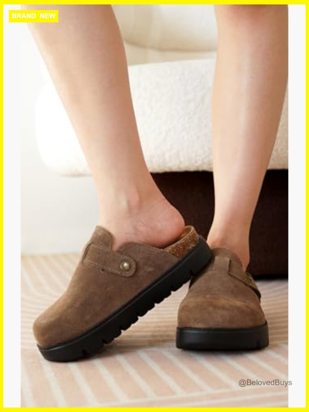 Genuine Leather Platform Clogs Memory Foam Cork Footbed Mules - Picture 2 of 7